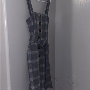 Plaid button down dress with matching belt